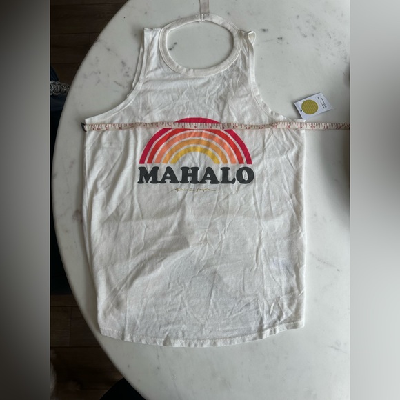 Spiritual Gangster | XS low back tank top with mahalo and rainbow design. NWT - Picture 3 of 7